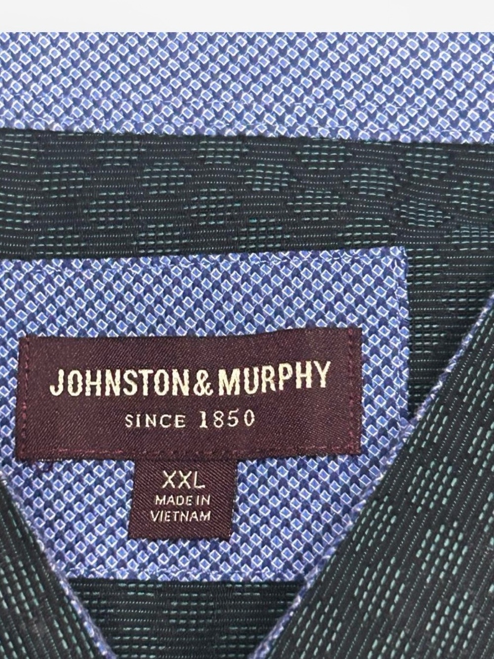 Johnston & Murphy Dark Green Geometric Print Dress Shirt - Picture 2 of 5